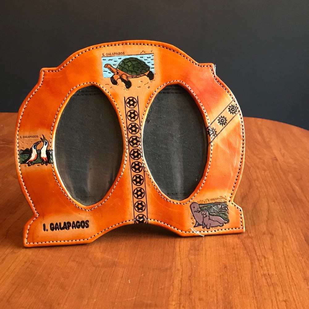 Galapagos leather dual photo frame